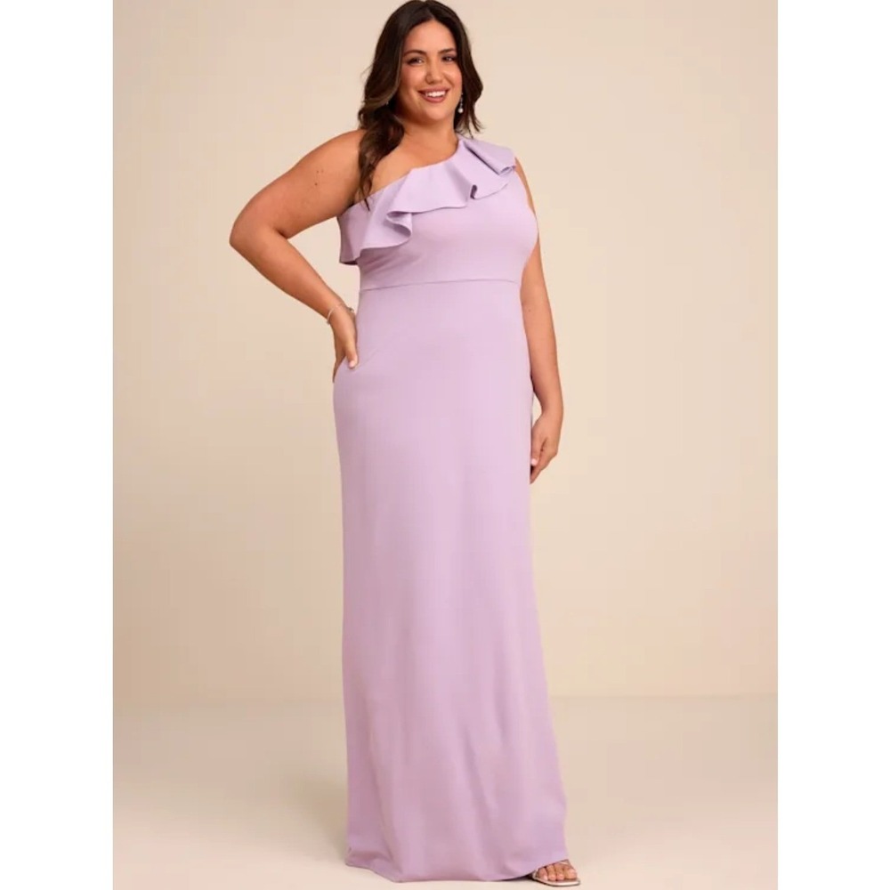 Lulus Last Forever Lavender One-Shoulder Ruffle Maxi Dress New XL